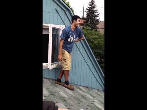 Drunk College Kid Jumps Off Roof in Eugene Oregon