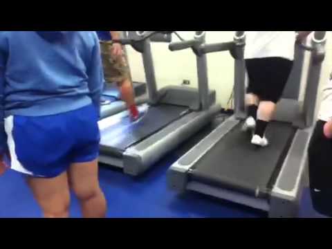 Amber falling off treadmill FAIL