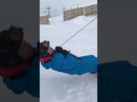Hilarious ski lift fail